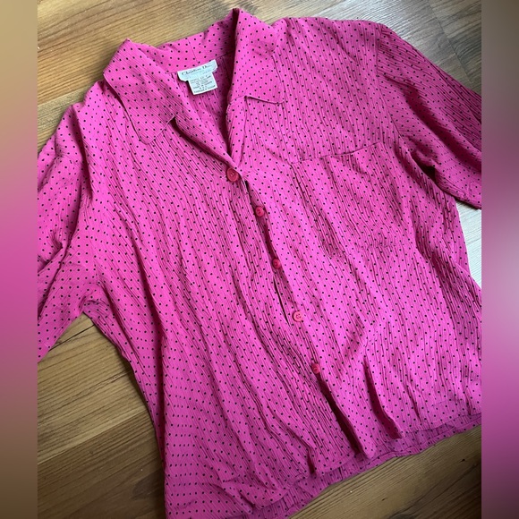 Vintage Christian Dior Crepe Short Sleeve Button Up Blouse - Picture 3 of 7